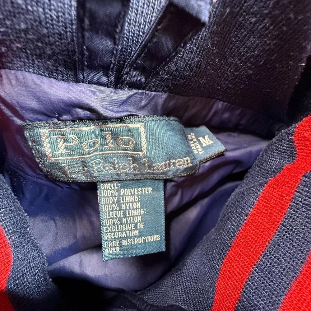 Vintage Polo Ralph Lauren Mens M Navy Blue Windbreaker Jacket Zip Up Lined